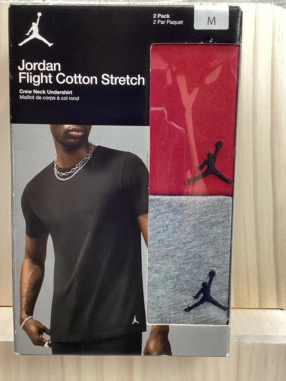 Jordan Flight Cotton Stretch Men’s Crew Neck Undershirt Size Medium 2 Pack NEW!